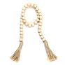 Wood Beads Garland with Jute Tassels Rustic Natural Wooden Bead String Wall Hanging for Far Simple for Christmas White Party