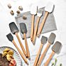 Wood Spatula Wooden Kitchen Spatula Silicone Kitchen Accessories Beech Wood Spatula Brush