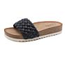 Woven Pu Design Shoes Ladies Open Toe Sandals Cork Slippers Women
