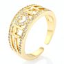 Yiwu Enamel Ice Out Diamond Square Love Moon Rings Gold Rings for Women Lovers Mom