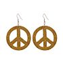 Yuluch Design Earrings Jewelry Peace Sign Glitter Women Hollow Out Wood Earrings Wooden Earrings for Gifts