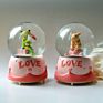 Z16357A Wedding Decor Love Resin Crafted Water Musical Snow Globe Souvenir Snowball Christmas Insert Led Light Snow Dome