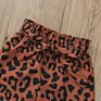 1-6Y Kids Girls Clothes Sets One Shoulder Solid Vest Tops Leopard Shorts 2Pcs Outfits