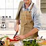 100% Cotton Canvas Leather Apron Barista Bartender Apron for Men and Woman