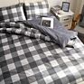 100% Polyester Luxury Queen Size Plaid Duvet Cover Pillow Case Home Bedding Set