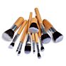 11 Bamboo Handle Makeup Brush Tool Portable Set Concealer Beauty Makeup Complete Combination Send Linen Bag Makeup Brush