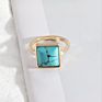 1.2Cm Square White Green Turquoise Rose Pink Quartz Stone Rings Inner Dia 1.7Cm Pendientes Finger Rings Jewelry for Wom