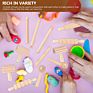 12Pcs Wooden Dough Tools Clay Pattern Rolling Pin Set Dough Molding Shaping Tool for Toddler Kids Art Craft Activity Supplies