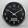 14 Inch Mental Wall Clock with Digital Readout for Month, Date, Day and Room Temperature