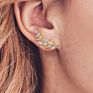 14K Gold Plated 925 Sterling Silver Crystal Olive Leaf Ear Clip
