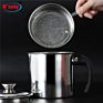 18/8 Stainless Steel Cooking Oil and Bacon Grease Catcher Can Container Pot with Mesh Strainer for Kitchen Fat Storage