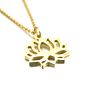 18K Gold Lotus Water Lily Charm Pendant Choker Necklace for Yoga Mom Gifts