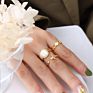 18K Gold Plated Stainless Steel Jewelry Hollow Honeycomb Design Open Ring Stackable Rings for Women Tarnish Free