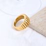 18K Gold Plated Stainless Steel Ribbed Ring Jewelry Women Chunky Statement Ring Non Tarnish
