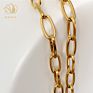 18K Simple Gold Plated Punk Hip Hop Necklace Cuban Thick Necklace Hand Chain Necklace