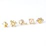 20G Moonstone Paw Cz Cartilage Stud Helix Rook Conch Screw Back Earring Stainless Steel Ear Piercing Jewelry