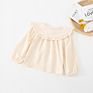 21Cs858032 Autumn Ruffles Blouse for Infant Baby Girls Solid Beige White Shirt Toddler Kids Casual Outfit
