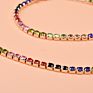 2Sets Shiny Rhinestone Crystal Rainbow Colorful Gold Plate Tennis Necklace Choker with Bracelet for Ladies