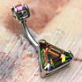 316L Stainless Steel Rainbow Hollow Triangle Cz Belly Button Navel Ring Piercing Body Jewelry