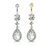 316L Surgical Steel Gold Tear Drop Cz Dangle Navel Bar Belly Button Rings Piercing Jewelry