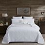 3 Pcs Machine Washable American Style Solid Color Embroidery Cotton Quilts Bedding Sets Quilt for , Own Use