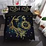3D Styles Golden Sun and Moon Printed Microfiber Duvet Cover Set