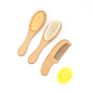 3Pcs Natural Beech Wood Mini Goat Bristle Hair Brushes and Comb with Gift Box Baby Hair Brush Comb Set