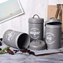 3Pcs Vintage Tea Coffee Sugar Galvanized Metal Kitchen Canisters Sets with Lids