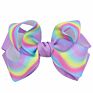 4 Inch Ribbon Hair Bows for Kids Rainbow Gradient Colorful Bows Hairgrips Tie Dye Hair Accessories Hair Clips for Girls