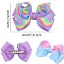 4" Rainbow Gradient Colors Boutique Grosgrain Ribbon Hair Bow Clips Kids Girls Barrettes Hairpins