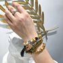 4Pcs European Classical Multi Strand Stretch Beaded Bracelet Set Bohemian Boho Leaf Tassel Charm Bead Bracelets for Women