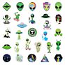 50Pcs Green Alien Pvc Stickers Diy Laptop Hydro Flask Guitar Motorcycle Decoration Decals Vinyl Stickers
