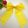 8 Inch Large Yellow Cheer Hair Bow Sequin Ribbon Bows Hairpins with Alligator Clips Hair Accessories