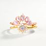 925 Sterling Silver Ring Stackable Artificial Opal Crown Rings Designs