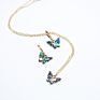 Abalone Shell Butterfly Pendant Jewelry Set Necklace Earrings