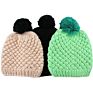 Acrylic Handmade Cable Knit Faux Fur Pom Pom Beanie Fleece Lined Hat