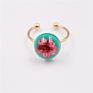 Adjustable Size Brass Acrylic Ring Handmade Craft Latest Real Dried Flower Resin Engagement Rings