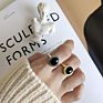 Adjustable Statement Natural Stone Black Onyx Ring Gold 925 Sterling Silver Rings Bridesmaid Wedding Enamel Ring for Women