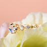 Aimgal Jewelry S925 Sterling Silver Vitreous Pearl Moonstone Inlaid with Diamond Natural Stone Ring