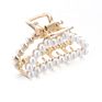 Alloy Metal Hair Accessories Gold Color Rhinestone Pearl Hair Claws for Women