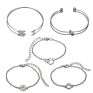 and America Simple round Circle with Drill Charm Knots Arrow Opening Geometric Chain Metal Bracelet Six-Piece Set