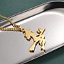 Angel Stainless Steel Sweater Chain Halloween Witch Riding Broomstick Pendant Gold Plated Jewelry Gift