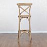Antique Vintage Solid Wood Rattan Seat Cross Back Counter Bar Stool Chair