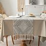 Arrivals Christmas Nordic Farmhouse Party Table Decoration Handmade White Stripe Woven Jacquard Dining Table Runner