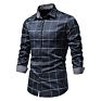 Autumn and European Size Men's Cotton Long-Sleeved Shirt Business Casual Plaid Shirt