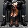 Autumn and Martin Boots Big Size Pointed Retro Leather Boots High Top British Casual Men's Shoes