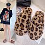 Autumn and Style Flat-Bottomed Fashionable Baotou Furry Slippers Female Leopard Print Cotton Slippers