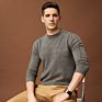 Autumn Height Solid Color Knitted Close-Fitting Men's round Neck Long Sleeve Sweater