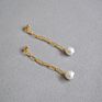 Autumn Jewelry Link Chain Freshwater Pearl Drop Earrings Korean Elegant Women Hollow Chunky Link Chain Pearl Earrings