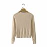Autumn Korean Version V-Neck Solid Color Top Split Color Ladies Jersey Sweater Vintage